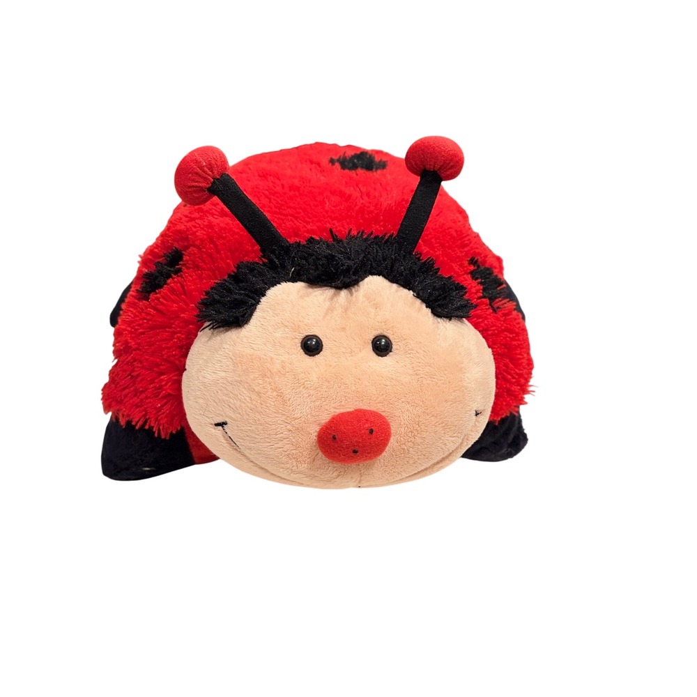 Pillow Pets 2009 Ladybug Plush Stuffed Animal Red Black Spotted Folding Pillow